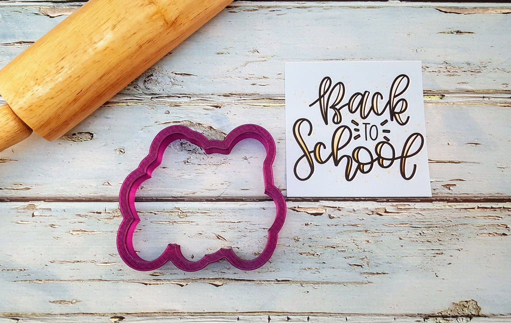 Back to School Hand Lettered Cookie Cutter and Fondant Cutter and Clay Cutter with Optional Stencil