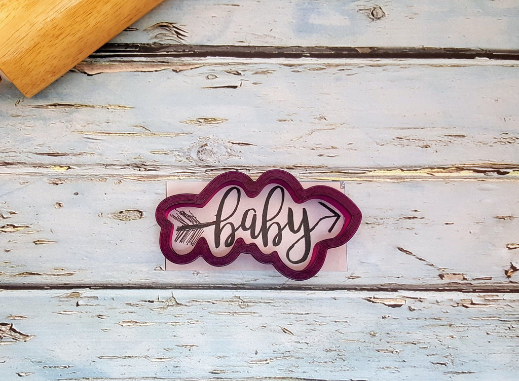 Baby Arrow Hand Lettered  Cookie Cutter and Fondant Cutter and Clay Cutter