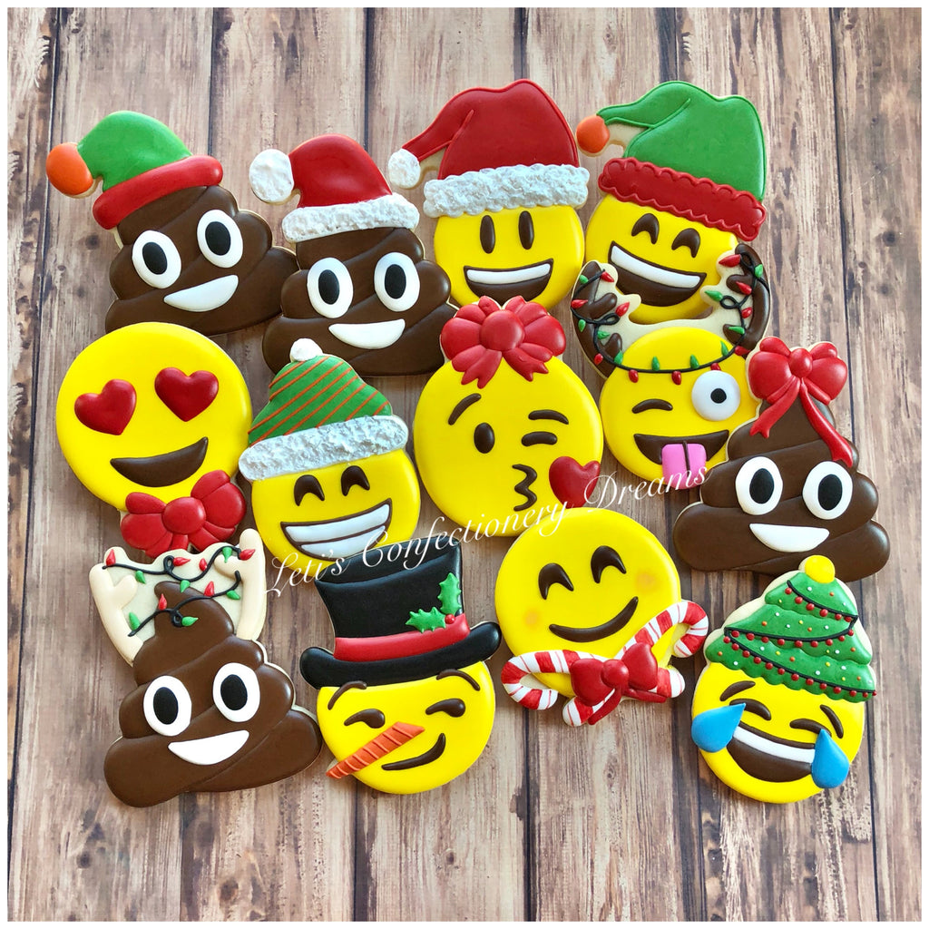 Emoji with Santa Hat or Elf Hat Cookie Cutter and Fondant Cutter and Clay Cutter