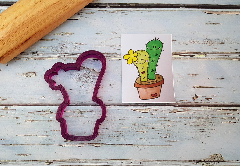 Michelle's Double Cactus in a Pot #4 Cookie Cutter and Fondant Cutter and Clay Cutter