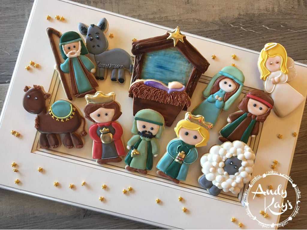 Baby Jesus in a Manger with Nativity Scene Cookie Cutter and Fondant Cutter and Clay Cutter