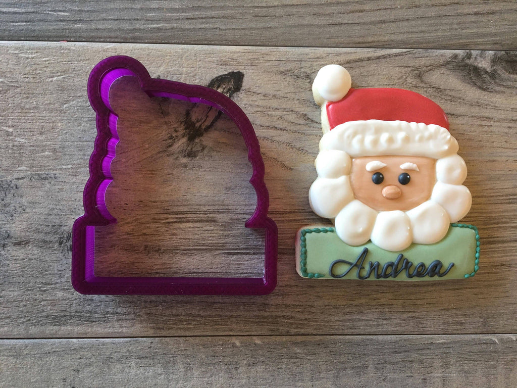 Santa with Sign or Plaque Cookie Cutter and Fondant Cutter and Clay Cutter