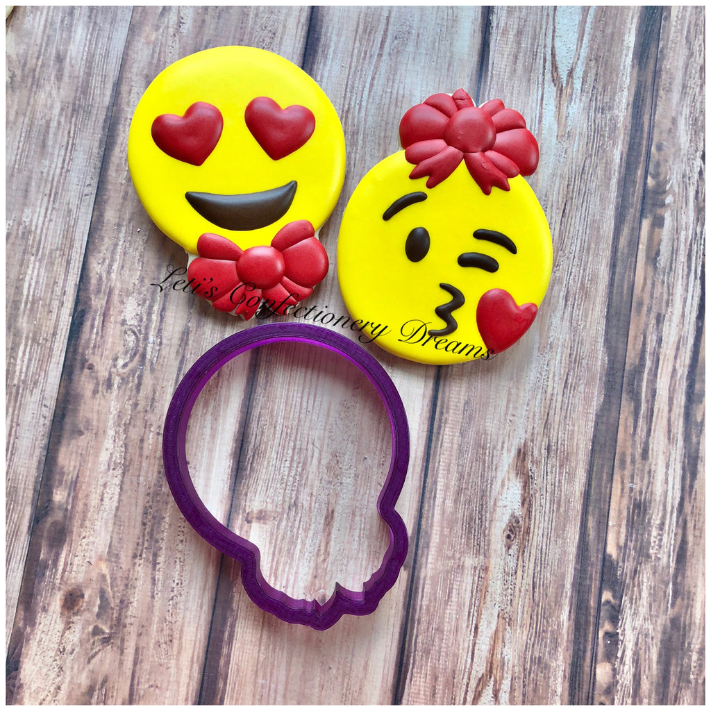 Emoji with Bow Tie or Hair Bow Gingerbread Boy or Girl Cookie Cutter and Fondant Cutter and Clay Cutter