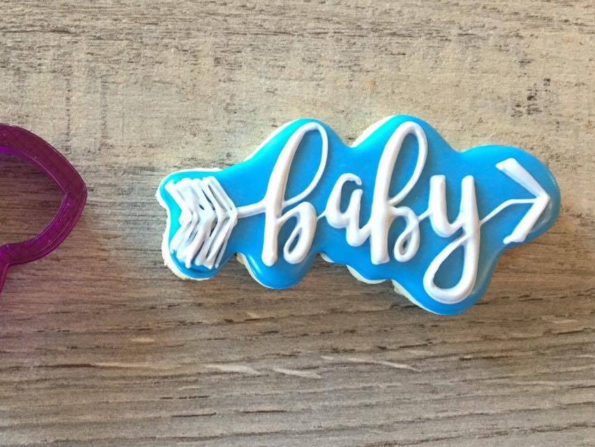 Baby Arrow Hand Lettered  Cookie Cutter and Fondant Cutter and Clay Cutter