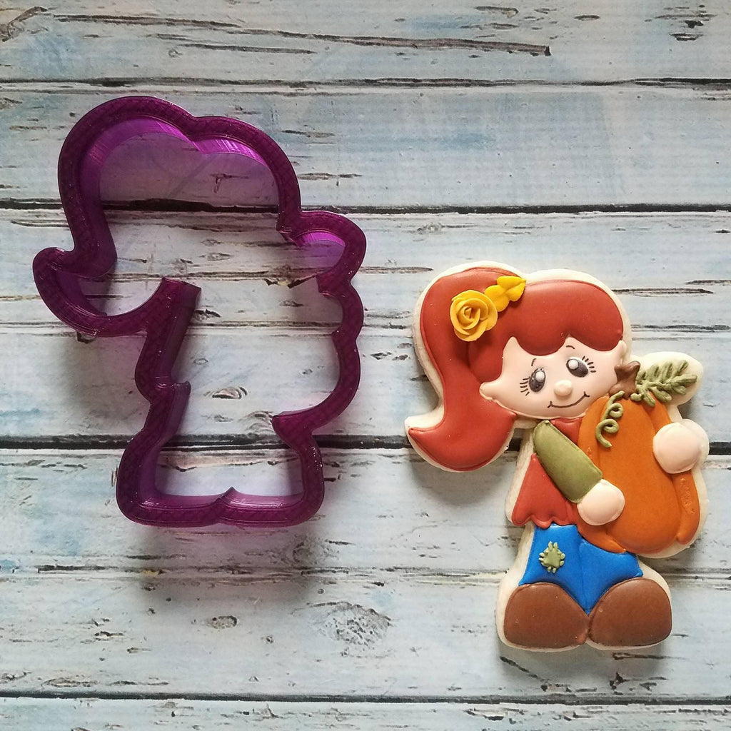 Girl with Pumpkin Cookie Cutter and Fondant Cutter and Clay Cutter