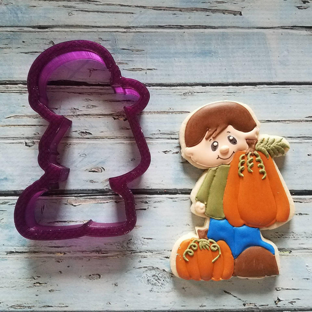 Boy with Pumpkin Cookie Cutter and Fondant Cutter and Clay Cutter