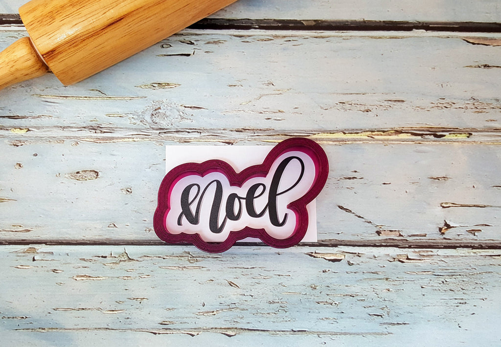 Noel Hand Lettered Cookie Cutter and Fondant Cutter and Clay Cutter with Optional Stencil