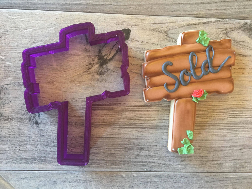 Wooden Sign or Gone Fishing Sign or North Pole or Pumpkin Patch Sign Cookie Cutter and Fondant Cutter and Clay Cutter