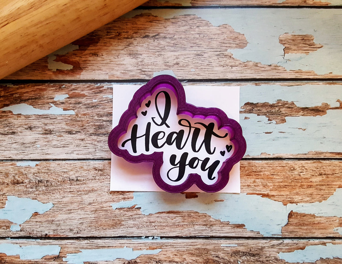 I Heart You Hand Lettered Cookie Cutter with Optional Stencil – Bobbi's ...