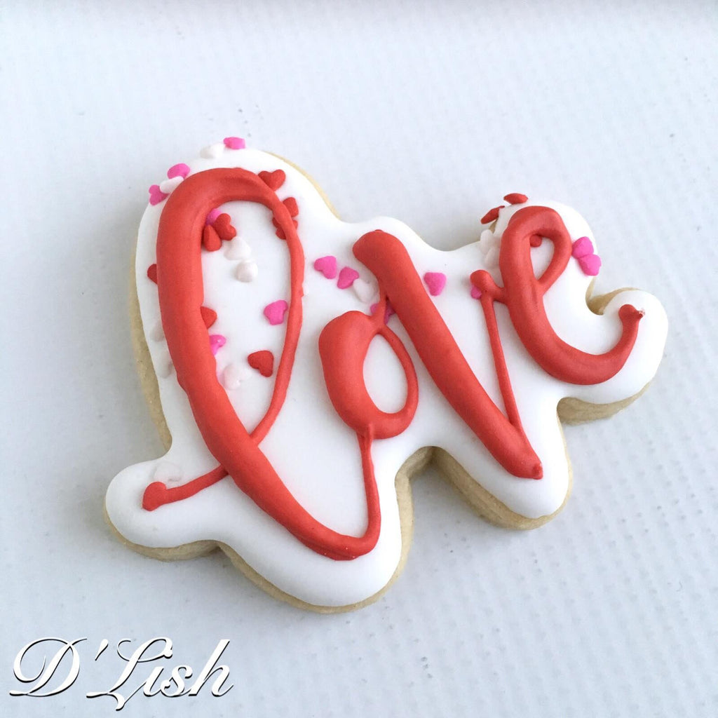 Love in Lower Case Hand Lettered Cookie Cutter and Fondant Cutter and Clay Cutter with Optional Stencil