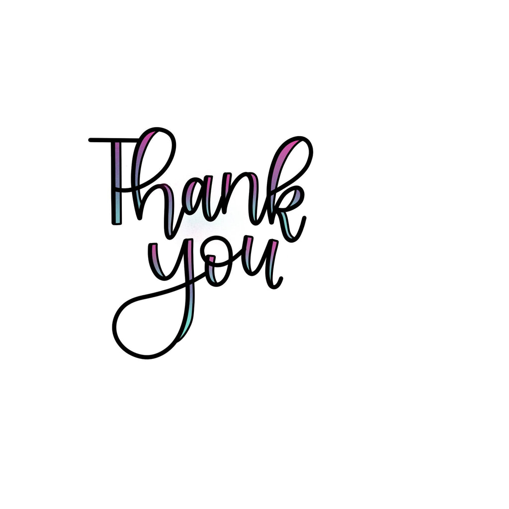 Thank You Hand Lettered Cookie Cutter and Fondant Cutter and Clay Cutter with Optional Stencil