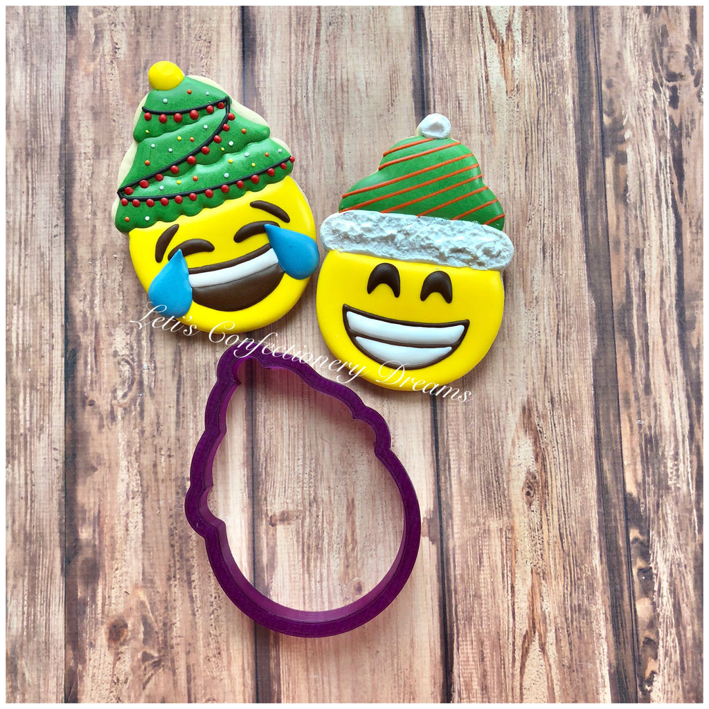 Emoji with Winter Hat or Stocking Cap Cookie Cutter and Fondant Cutter and Clay Cutter