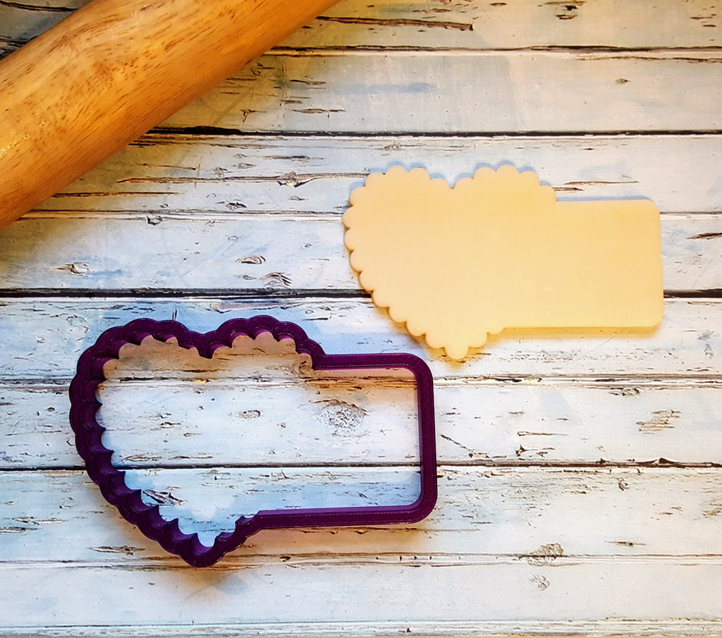 Scalloped Heart Tag or Scalloped Heart Gift Tag Cookie Cutter and Fondant Cutter and Clay Cutter