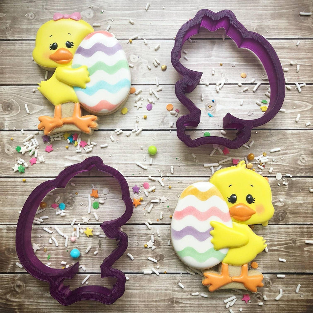 Easter Chick with Egg Cookie Cutter or Fondant Cutter and Clay Cutter