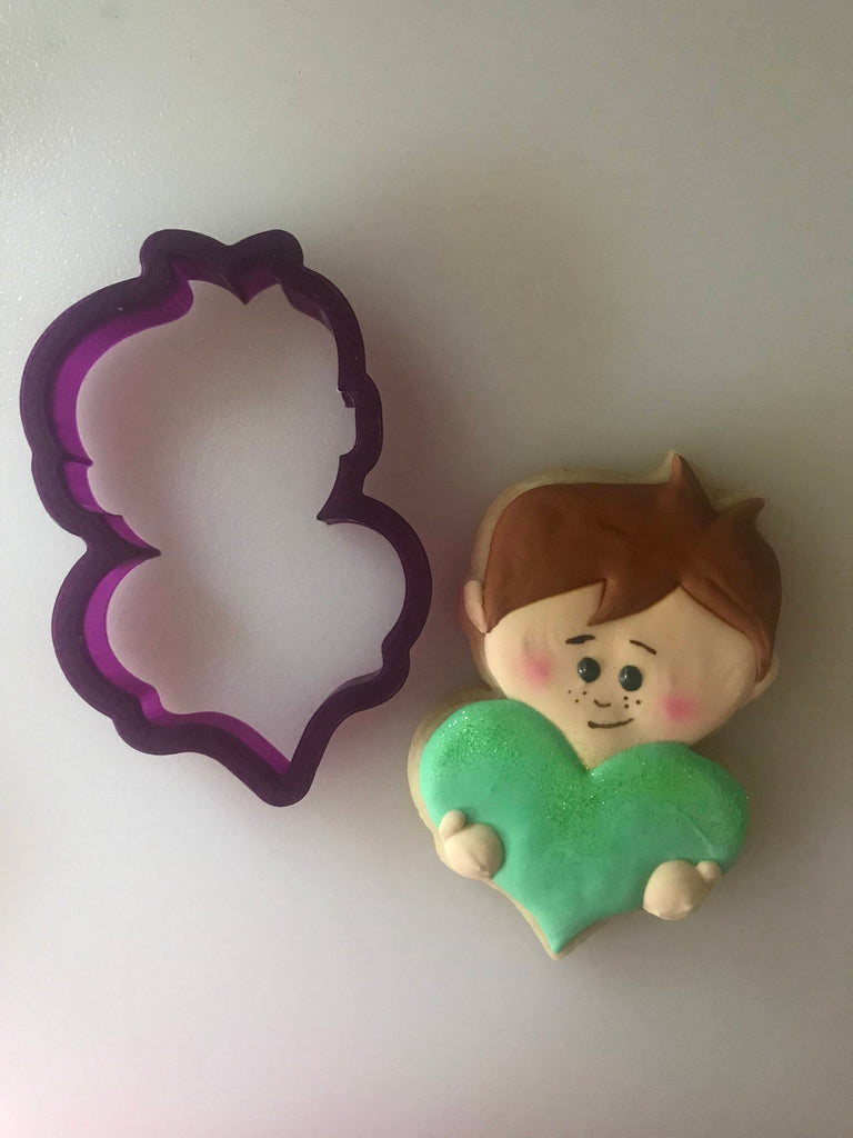 Miss Doughmestic Kids - Boy #1 with Heart Cookie Cutter or Fondant Cutter and Clay Cutter