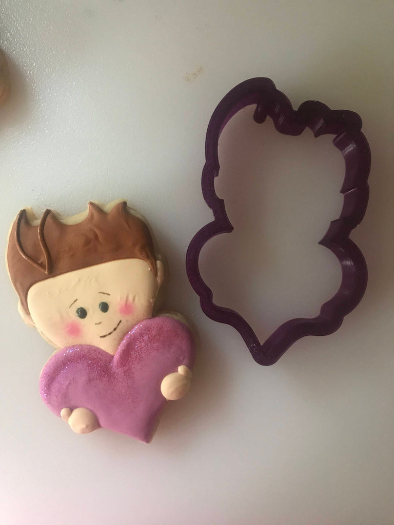 Miss Doughmestic Kids - Boy #2 with Heart Cookie Cutter or Fondant Cutter and Clay Cutter