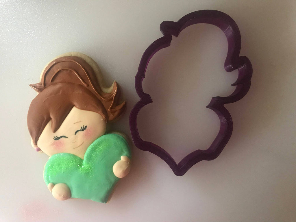 Miss Doughmestic Kids - Girl #1 with Heart Cookie Cutter or Fondant Cutter and Clay Cutter