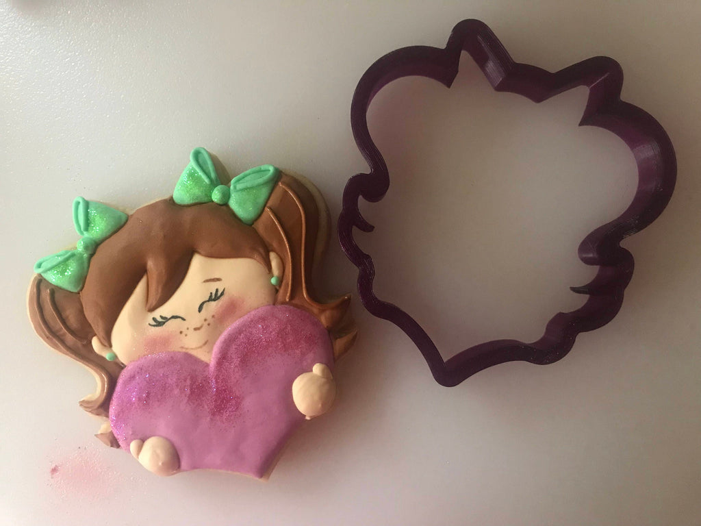 Miss Doughmestic Kids - Girl #3 with Heart Cookie Cutter or Fondant Cutter and Clay Cutter