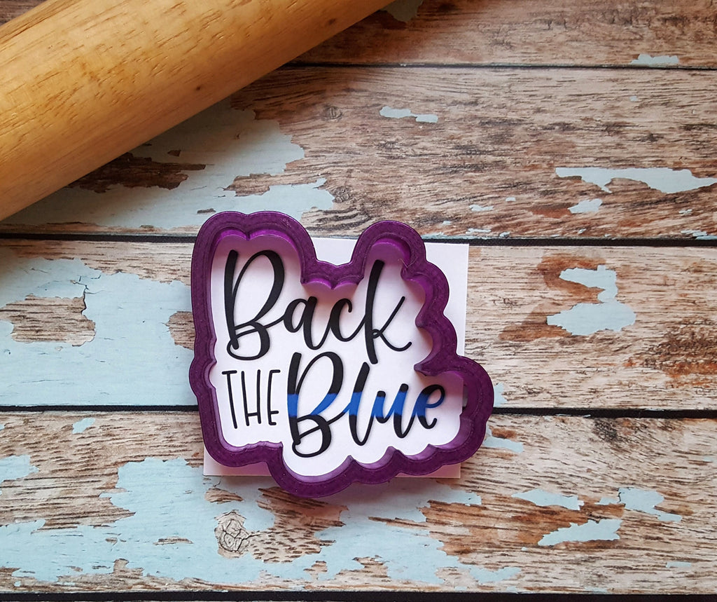 Back the Blue Lettered Cookie Cutter and Fondant Cutter and Clay Cutter with Optional Stencil