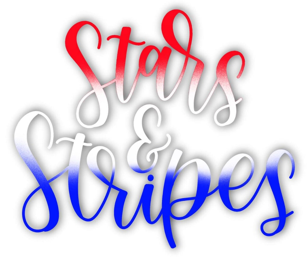 Stars & Stripes Hand Lettered Cookie Cutter and Fondant Cutter and Clay Cutter with Optional Stencil