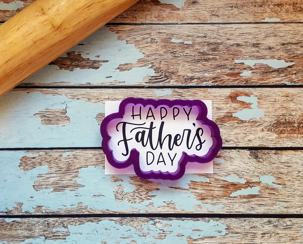 Happy Father's Day Hand Lettered Cookie Cutter and Fondant Cutter and Clay Cutter with Optional Stencil