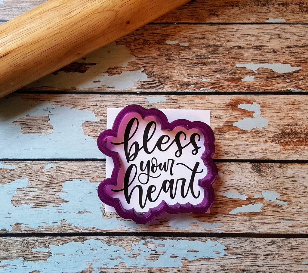 Bless Cutter Bless your Heart Hand Lettered Cookie Cutter with Optional Stencil ...