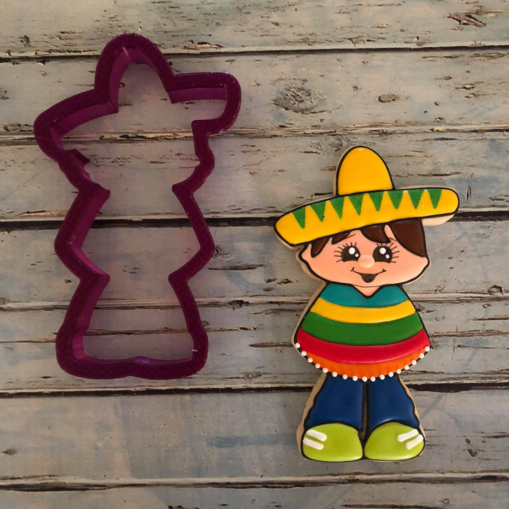 Boy with Poncho Cookie Cutter and Fondant Cutter and Clay Cutter