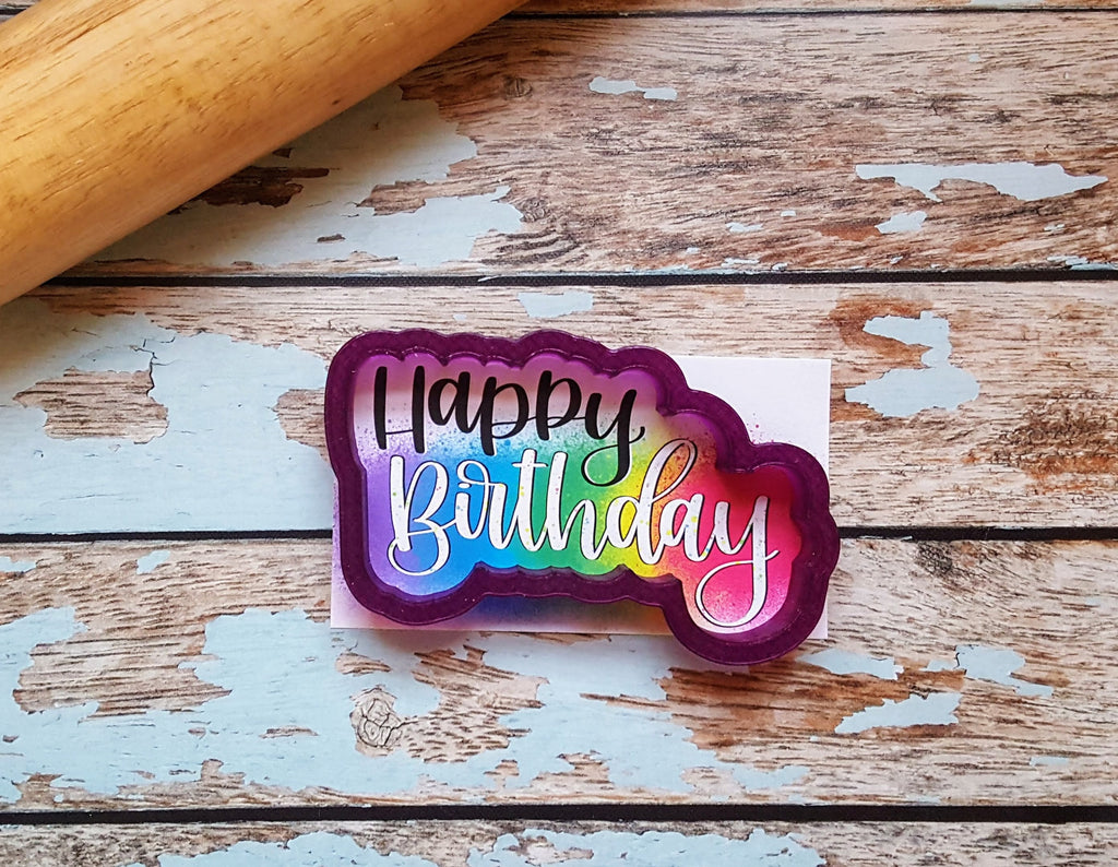 Happy Birthday Lettered Cookie Cutter and Fondant Cutter and Clay Cutter with Optional Stencil