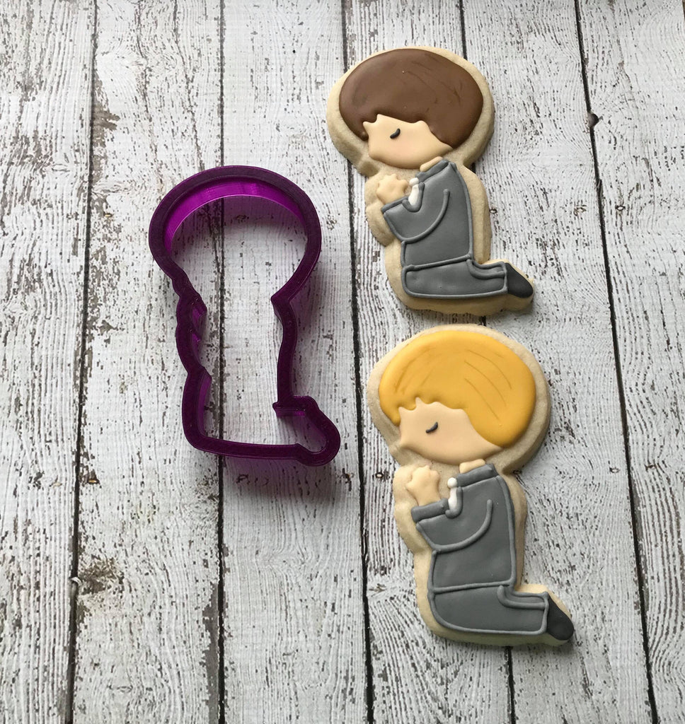 Boy First Communion or Kneeling Boy Cookie Cutter and Fondant Cutter and Clay Cutter