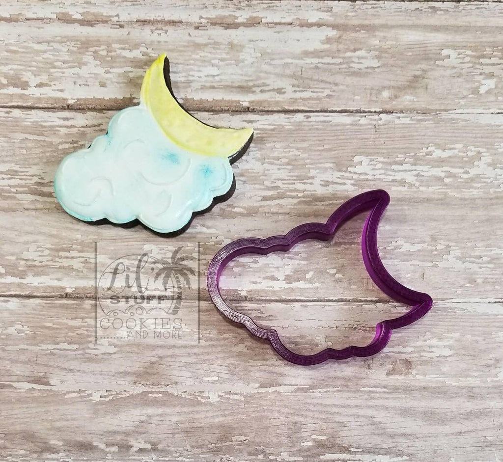 Moon and Cloud Cookie Cutter and Fondant Cutter and Clay Cutter