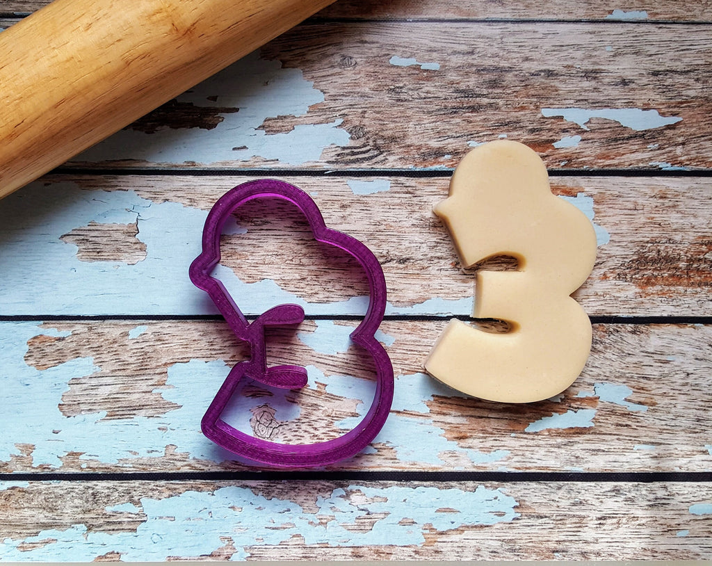 Three or 3 or Third Birthday or Anniversary  Number with Hard Hat Cookie Cutter or Fondant Cutter and Clay Cutter