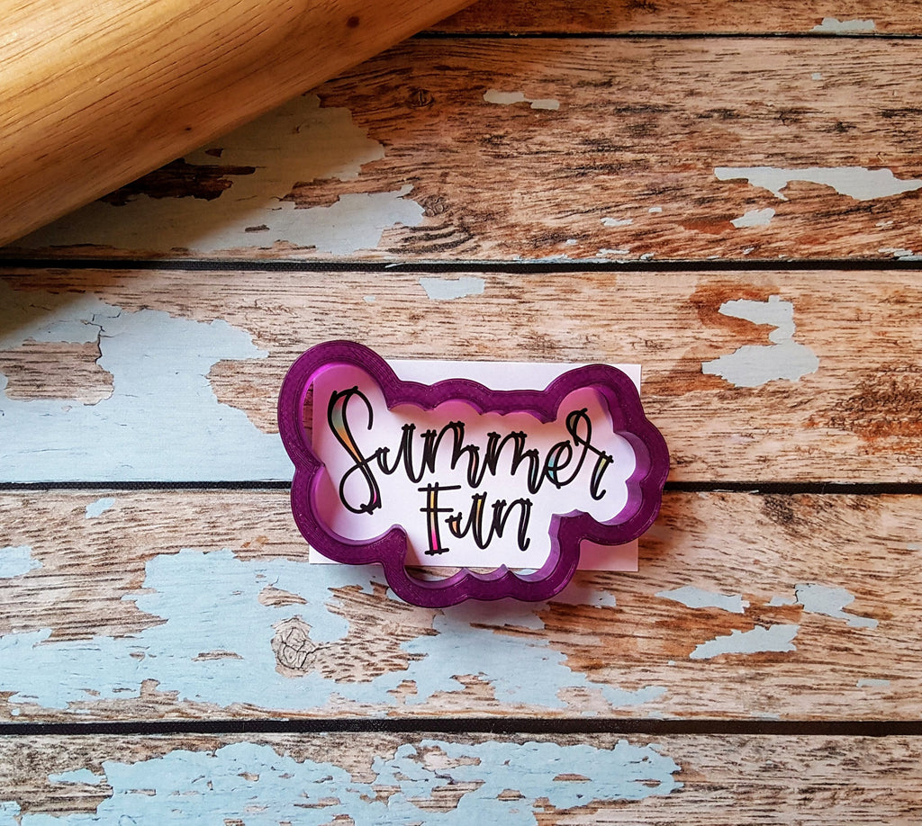 Summer Fun Hand Lettered Cookie Cutter and Fondant Cutter and Clay Cutter with Optional Stencil