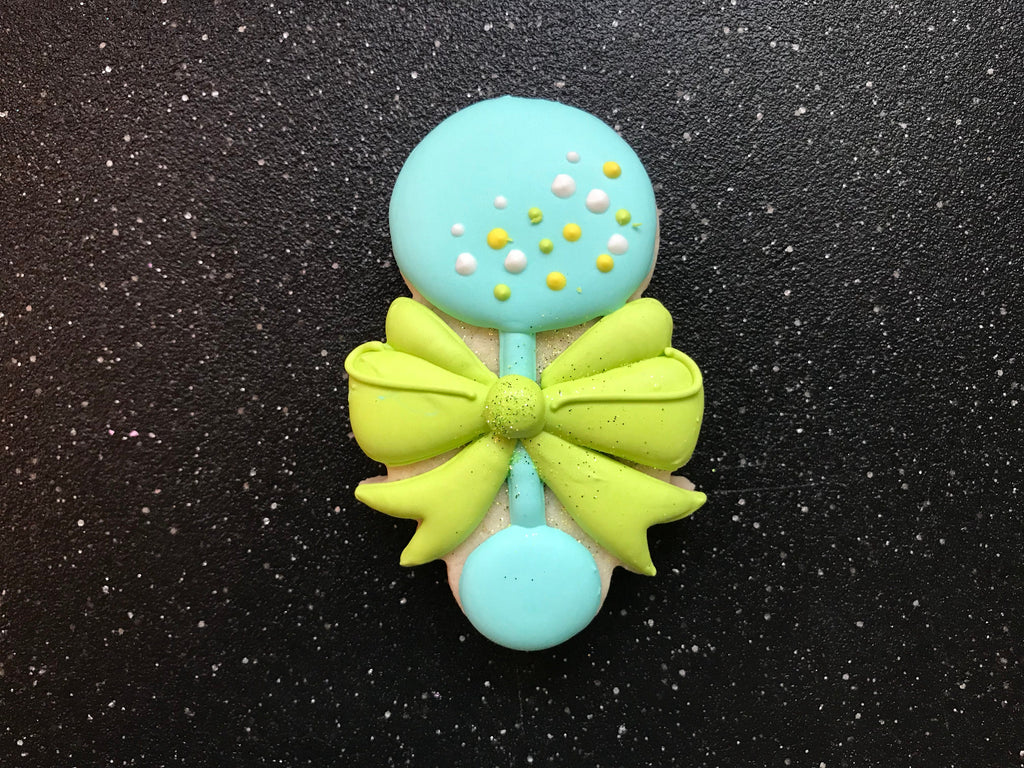 Miss Doughmestic Baby Rattle #2 with Bow Cookie Cutter and Fondant Cutter and Clay Cutter