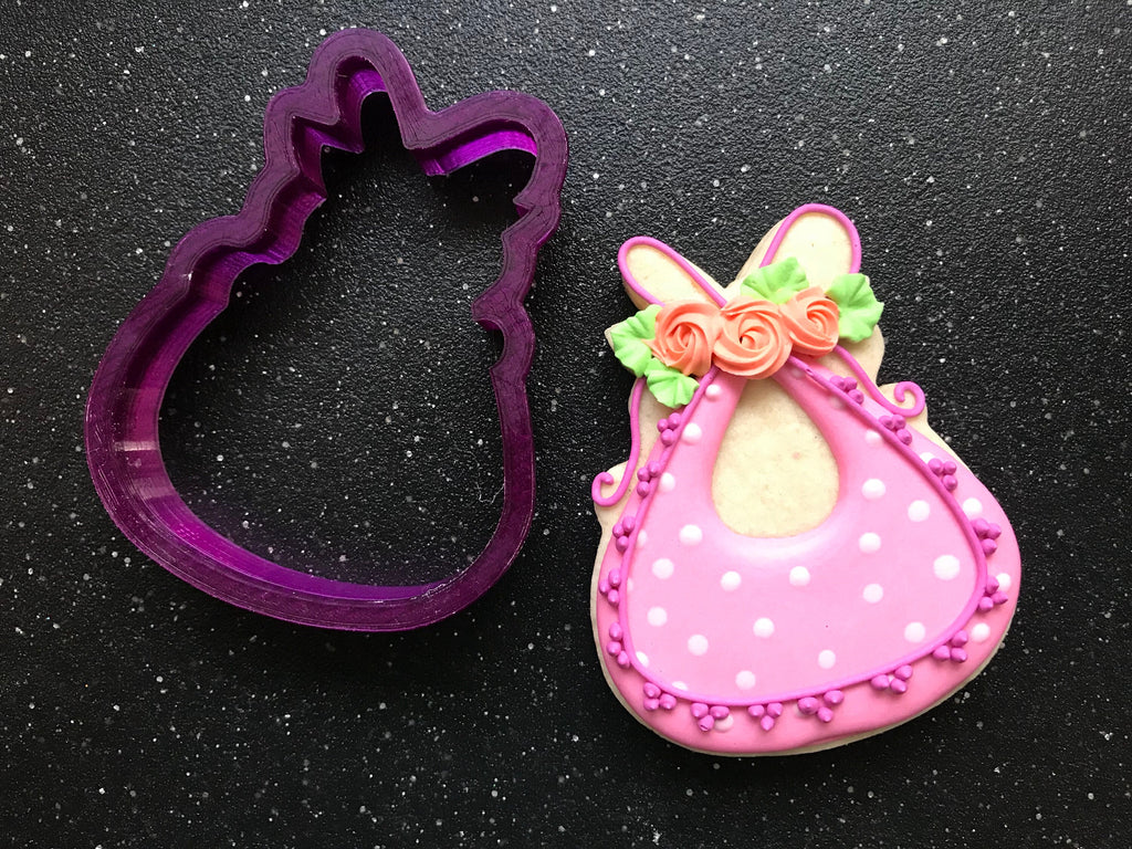 Miss Doughmestic Baby Bib #2 or Bag or Purse Cookie Cutter and Fondant Cutter and Clay Cutter