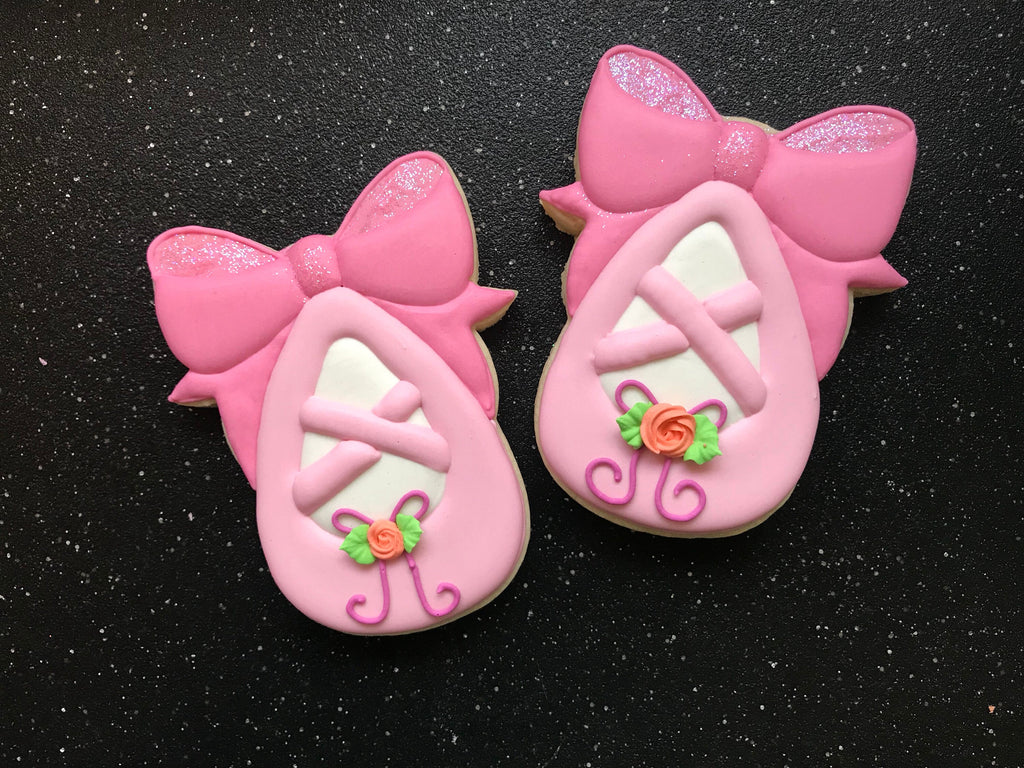 Miss Doughmestic Baby Shoe with Bow Cookie Cutter and Fondant Cutter and Clay Cutter