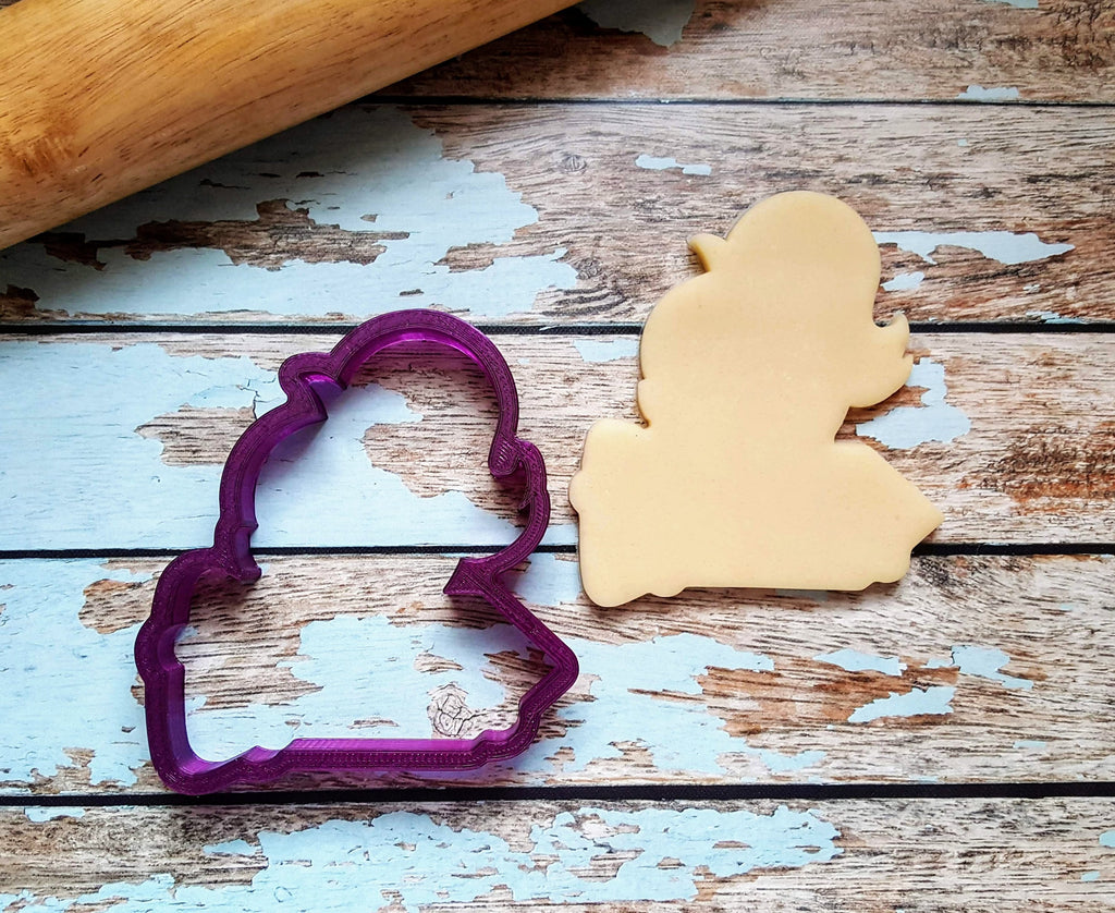 Miss Doughmestic Full Face Girl #2 Student with Pencil or Name Plaque Cookie Cutter or Fondant Cutter and Clay Cutter