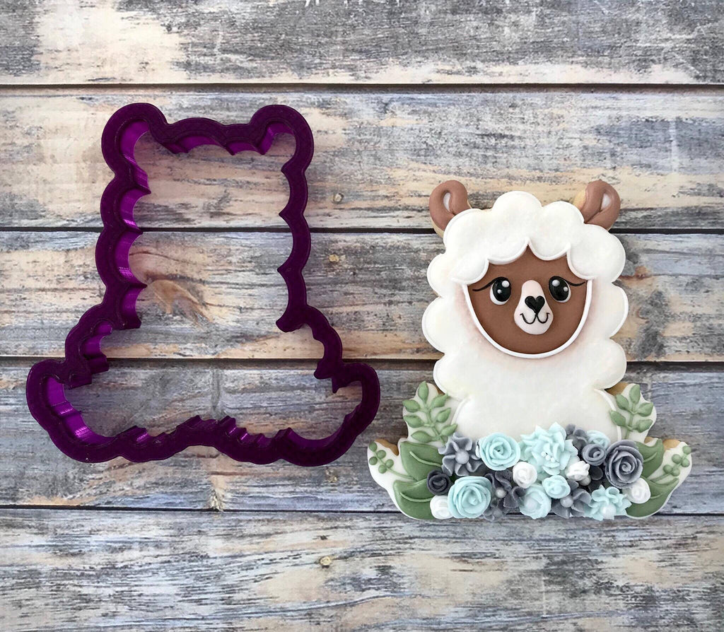 Llama with Flower or Floral Llama Cookie Cutter and Fondant Cutter and Clay Cutter