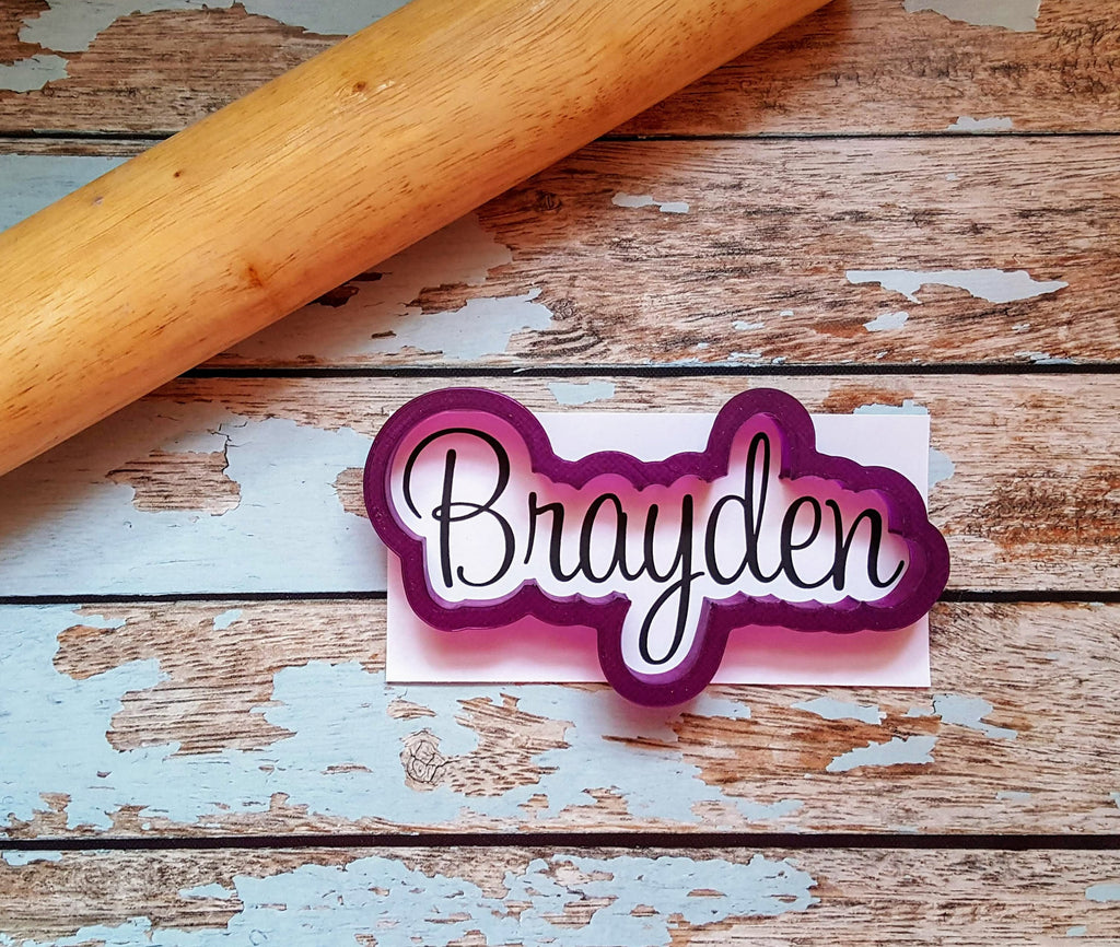 Brayden Hand Lettered Cookie Cutter and Fondant Cutter and Clay Cutter 