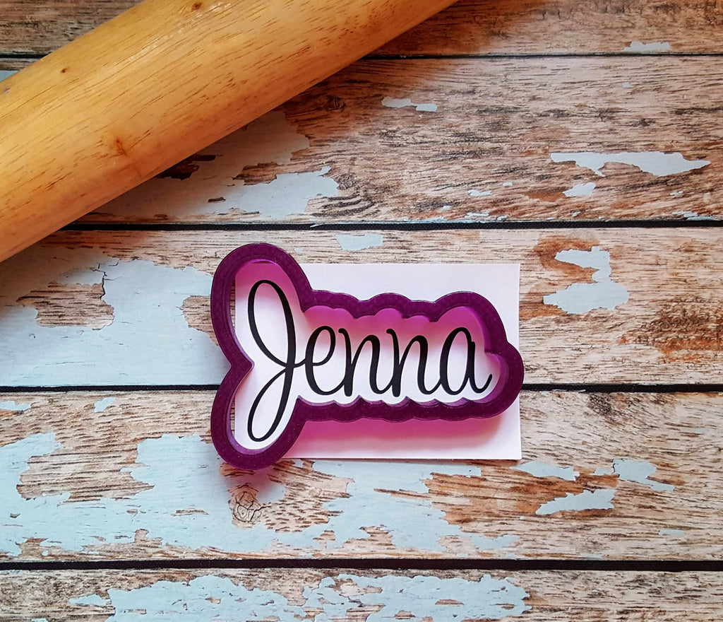 Jenna Hand Lettered Cookie Cutter and Fondant Cutter and Clay Cutter 