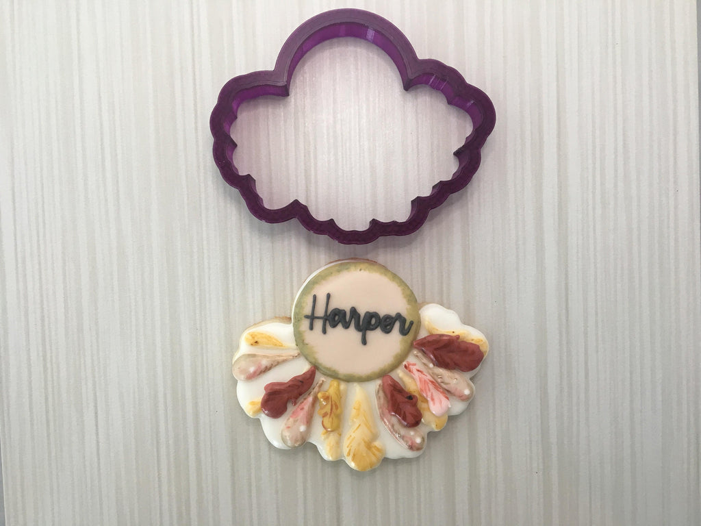 Boho Head Dress Plaque or Circle Feather Plaque or Headdress or Indian Head Dress Cookie Cutter and Fondant Cutter and Clay Cutter