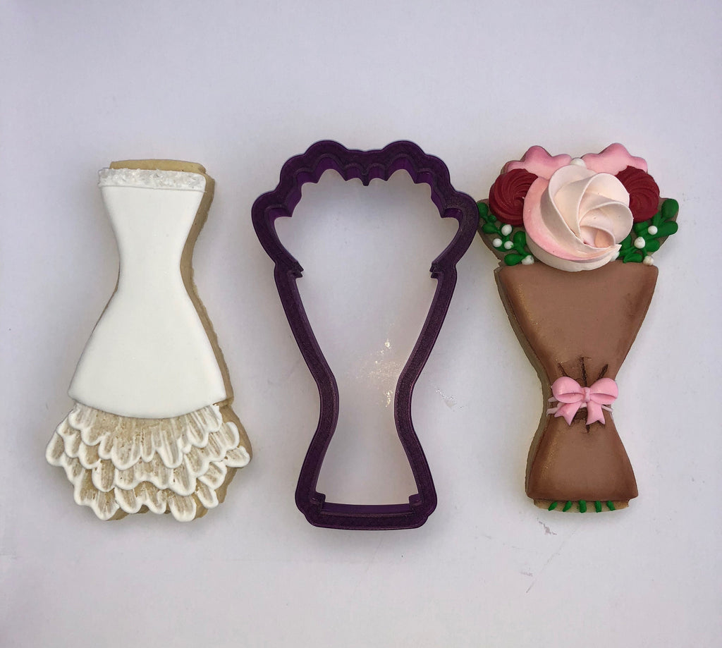 Floral Bouquet or Wedding DressCookie Cutter and Fondant Cutter and Clay Cutter