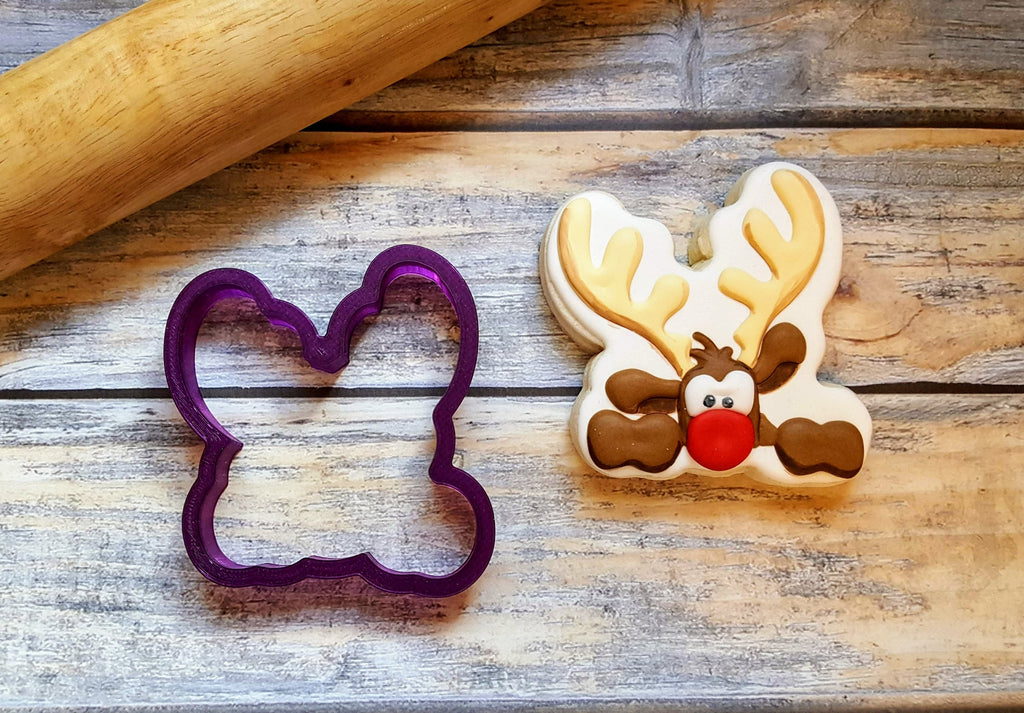 Peeking Moose Cookie Cutter and Fondant Cutter and Clay Cutter with Optional Stencil