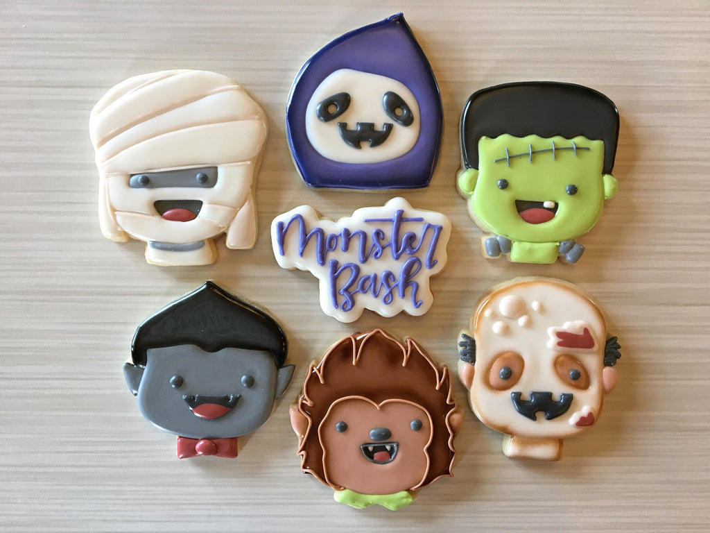 Halloween Monster Faces - Dracula, Mummy, Zombie, Frankenstein, Grim Reaper, Werewolf Cookie Cutter or Fondant Cutter and Clay Cutter