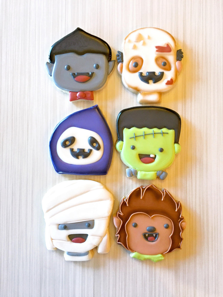 Halloween Monster Faces - Dracula, Mummy, Zombie, Frankenstein, Grim Reaper, Werewolf Cookie Cutter or Fondant Cutter and Clay Cutter