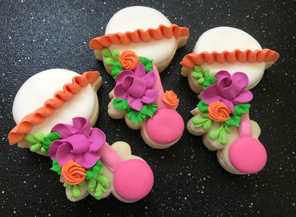 Miss Doughmestic Baby Rattle #3 with Florals Cookie Cutter and Fondant Cutter and Clay Cutter