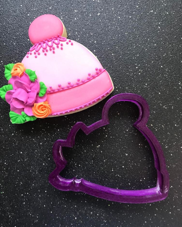 Miss Doughmestic Floral Baby Cap with Bow or Baby Hat with Bow Cookie Cutter and Fondant Cutter and Clay Cutter