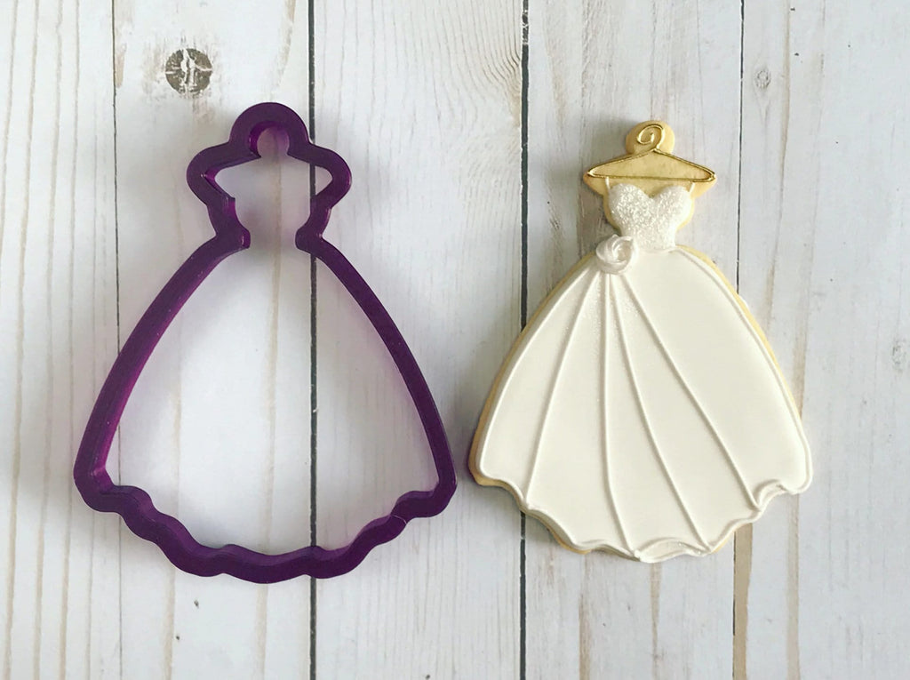 Dress on Hanger #1 Wedding Dress Bridesmaid Quinceanera Prom Formal Cookie Cutter or Fondant Cutter and Clay Cutter