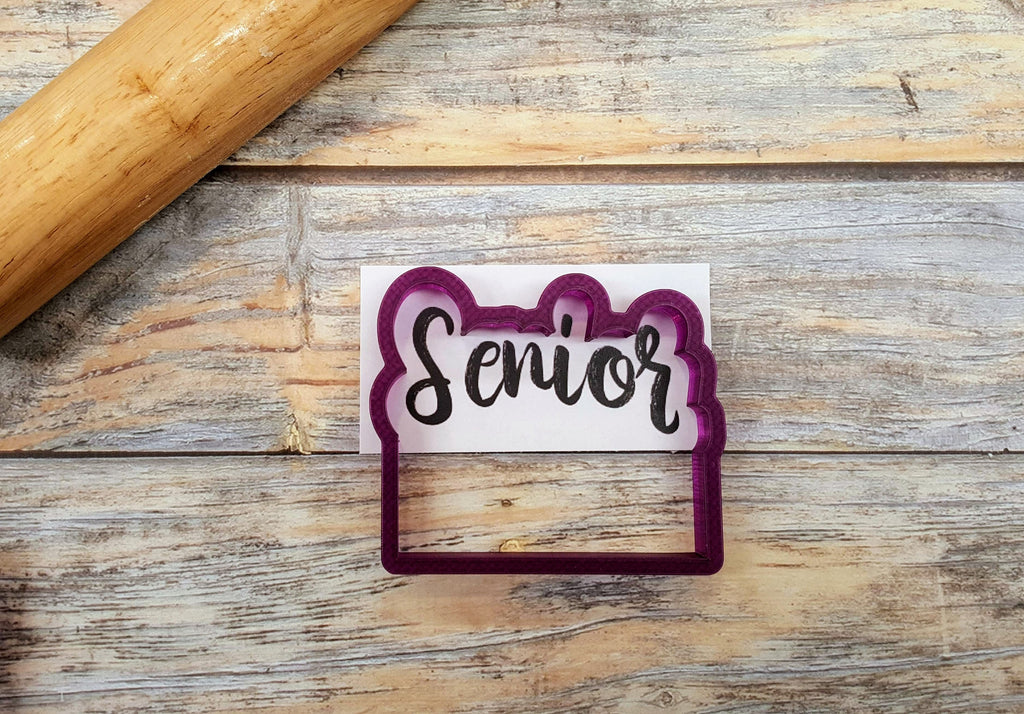 Senior Plaque Cookie Cutter and Fondant Cutter and Clay Cutter with Optional Stencil