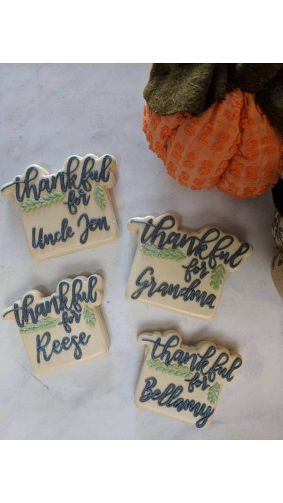 Thankful for Plaque or Place Card Cookie Cutter and Fondant Cutter and Clay Cutter with Optional Stencil