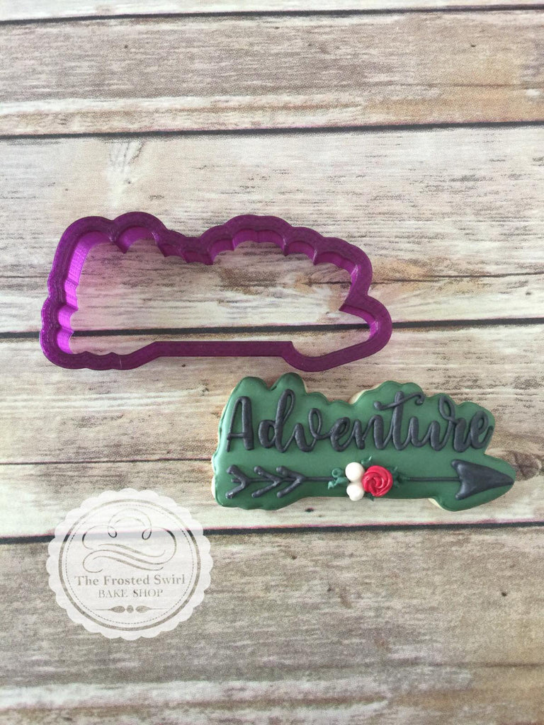 Adventure Arrow  or Adventure Hand Lettered Cookie Cutter and Fondant Cutter and Clay Cutter with optional stencil